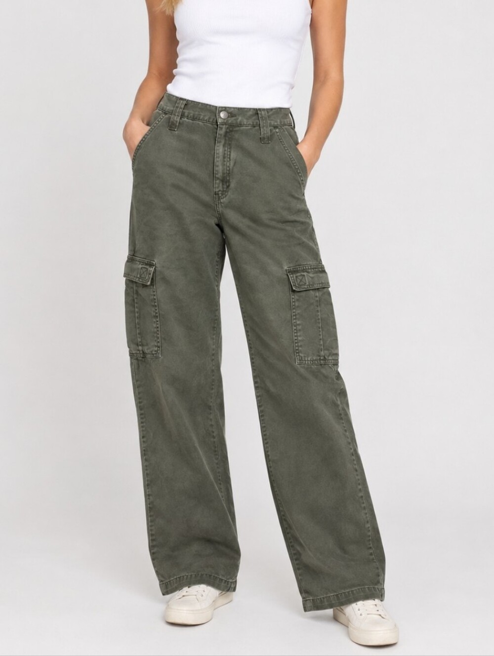 Vintage 90's Levi's Khakis L2 Olive Green Utility Cargo Pants Women's/JR Size 9